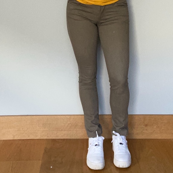 Gray/Olive Low-Rise Skinny Jeans size 1 - Picture 2 of 7